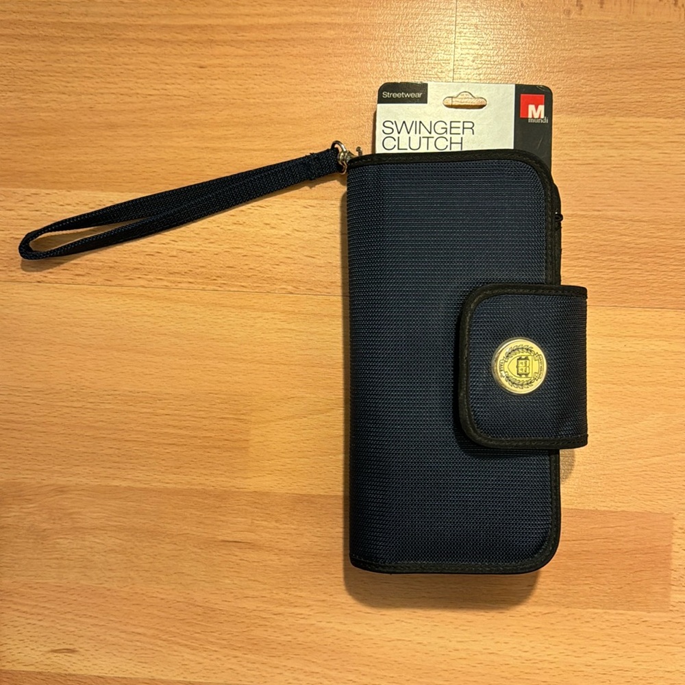 NWT vintage Mundi Swinger Clutch Wallet Yale University Navy Blue
